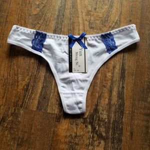 Cotton Thong Panty With Lace Accent